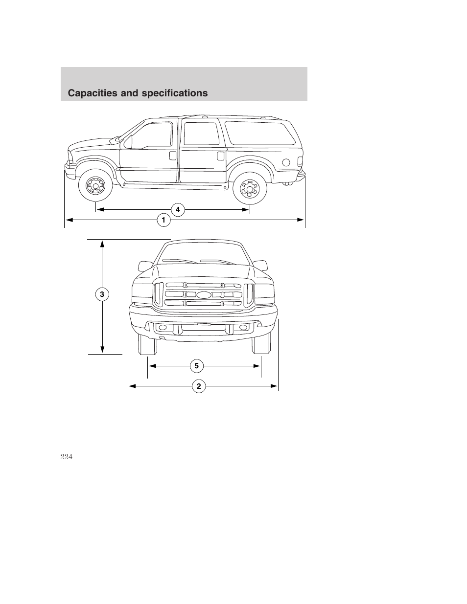 Capacities and specifications | FORD 2001 Excursion v.2 User Manual | Page 224 / 248