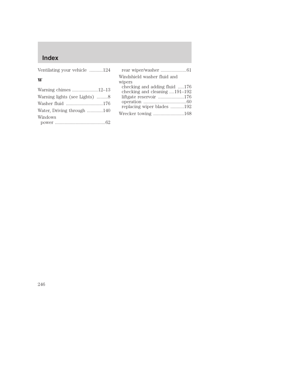 Index | FORD 2001 Excursion v.2 User Manual | Page 246 / 248