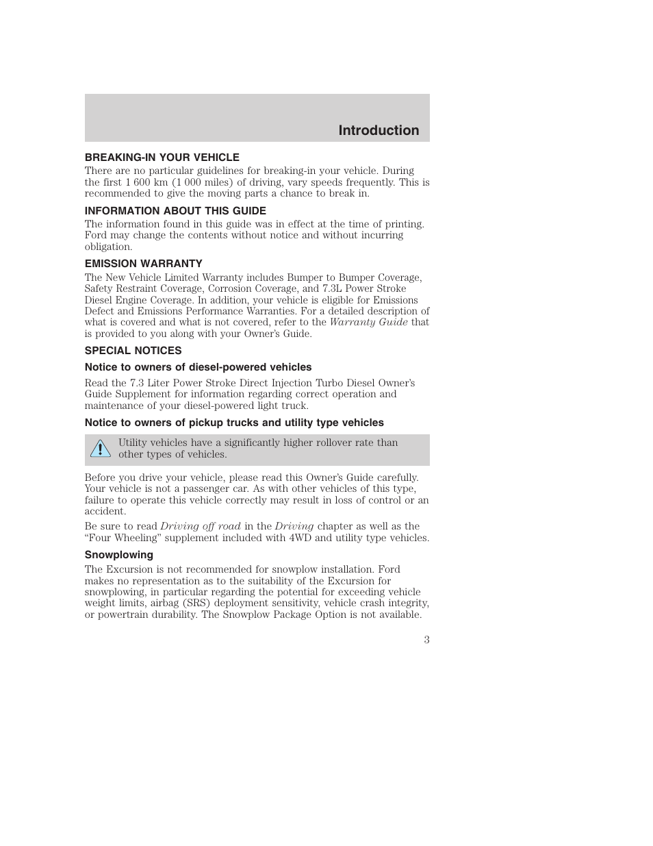 Introduction | FORD 2001 Excursion v.2 User Manual | Page 3 / 248