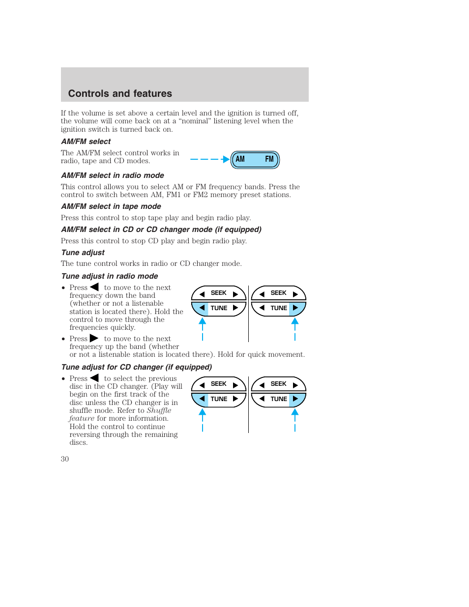 Controls and features | FORD 2001 Excursion v.2 User Manual | Page 30 / 248