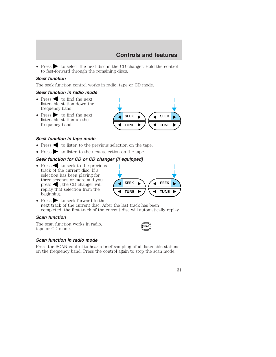 Controls and features | FORD 2001 Excursion v.2 User Manual | Page 31 / 248