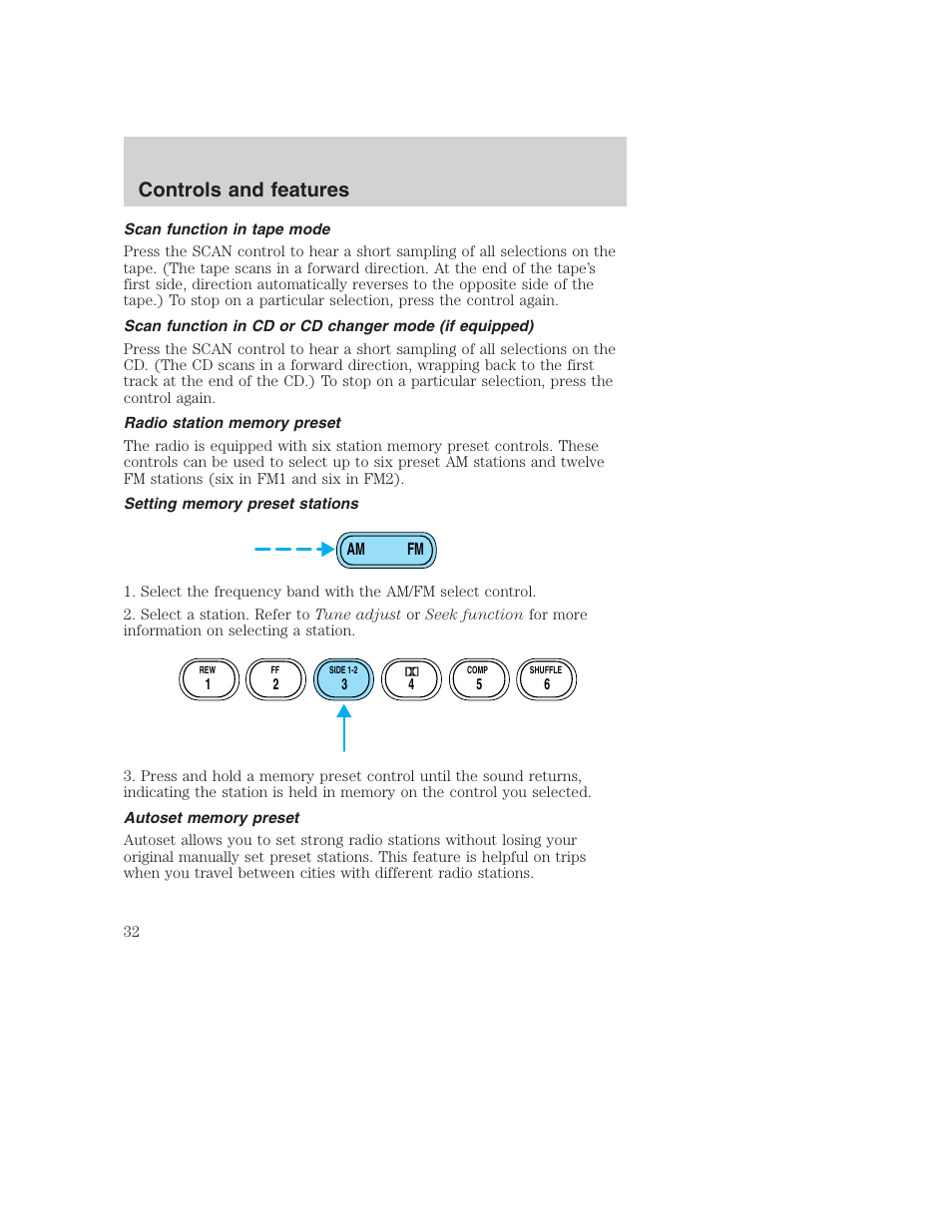 Controls and features | FORD 2001 Excursion v.2 User Manual | Page 32 / 248