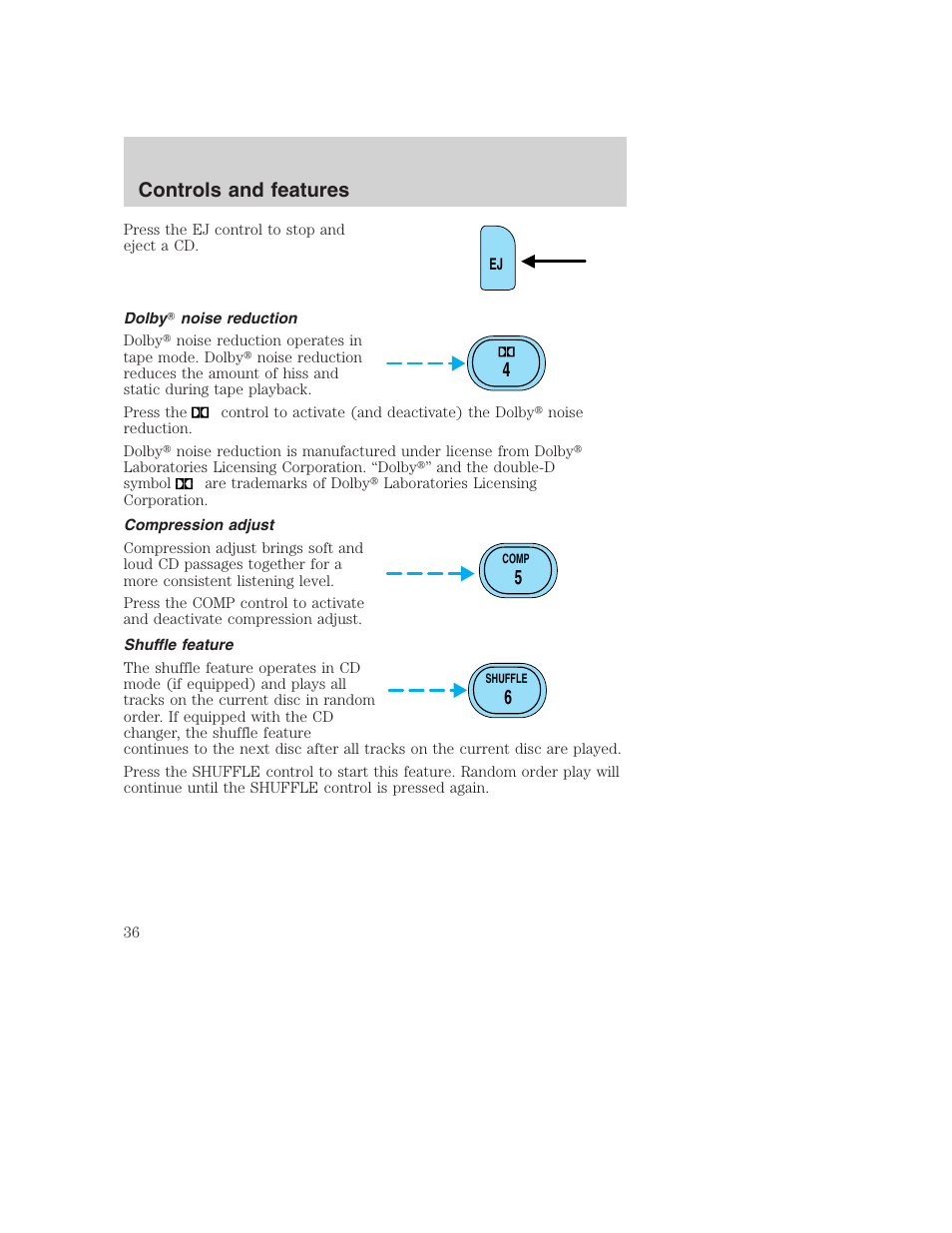 Controls and features | FORD 2001 Excursion v.2 User Manual | Page 36 / 248