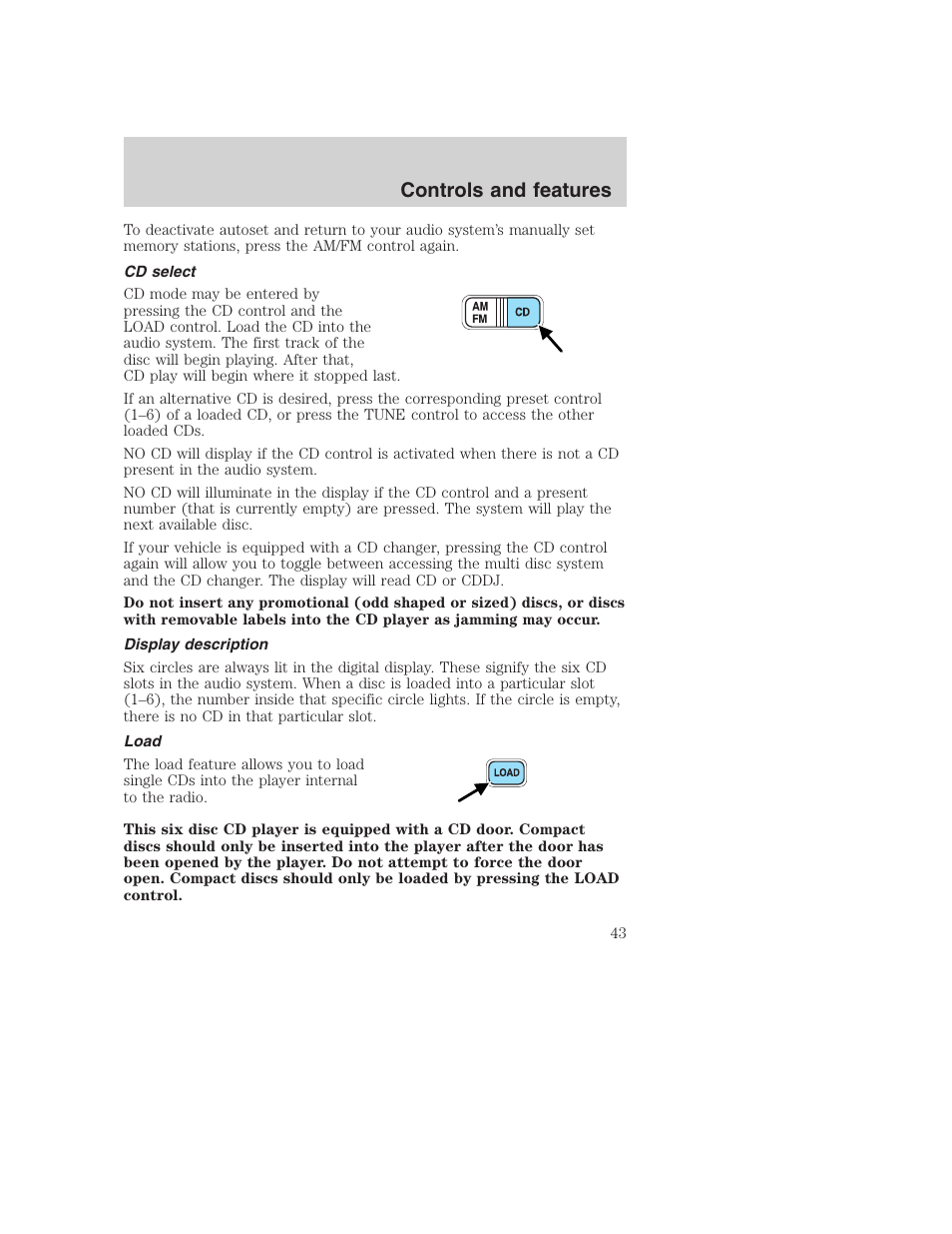 Controls and features | FORD 2001 Excursion v.2 User Manual | Page 43 / 248