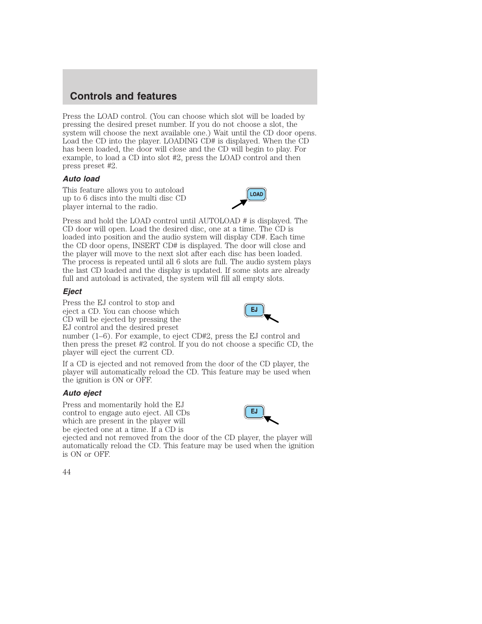 Controls and features | FORD 2001 Excursion v.2 User Manual | Page 44 / 248