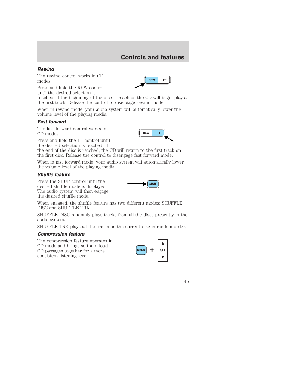 Controls and features | FORD 2001 Excursion v.2 User Manual | Page 45 / 248