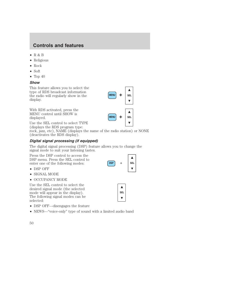 Controls and features | FORD 2001 Excursion v.2 User Manual | Page 50 / 248