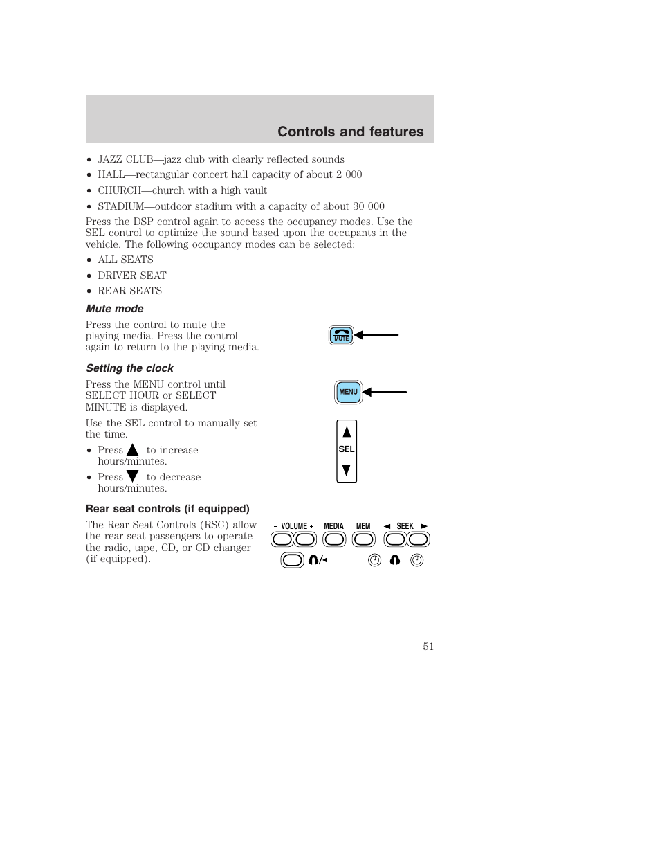 Controls and features | FORD 2001 Excursion v.2 User Manual | Page 51 / 248