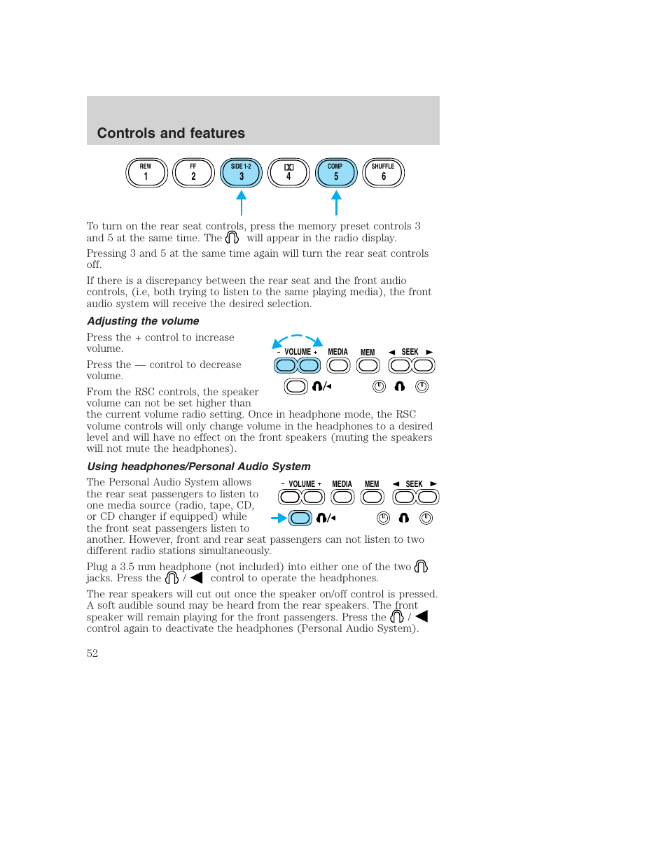 Controls and features | FORD 2001 Excursion v.2 User Manual | Page 52 / 248