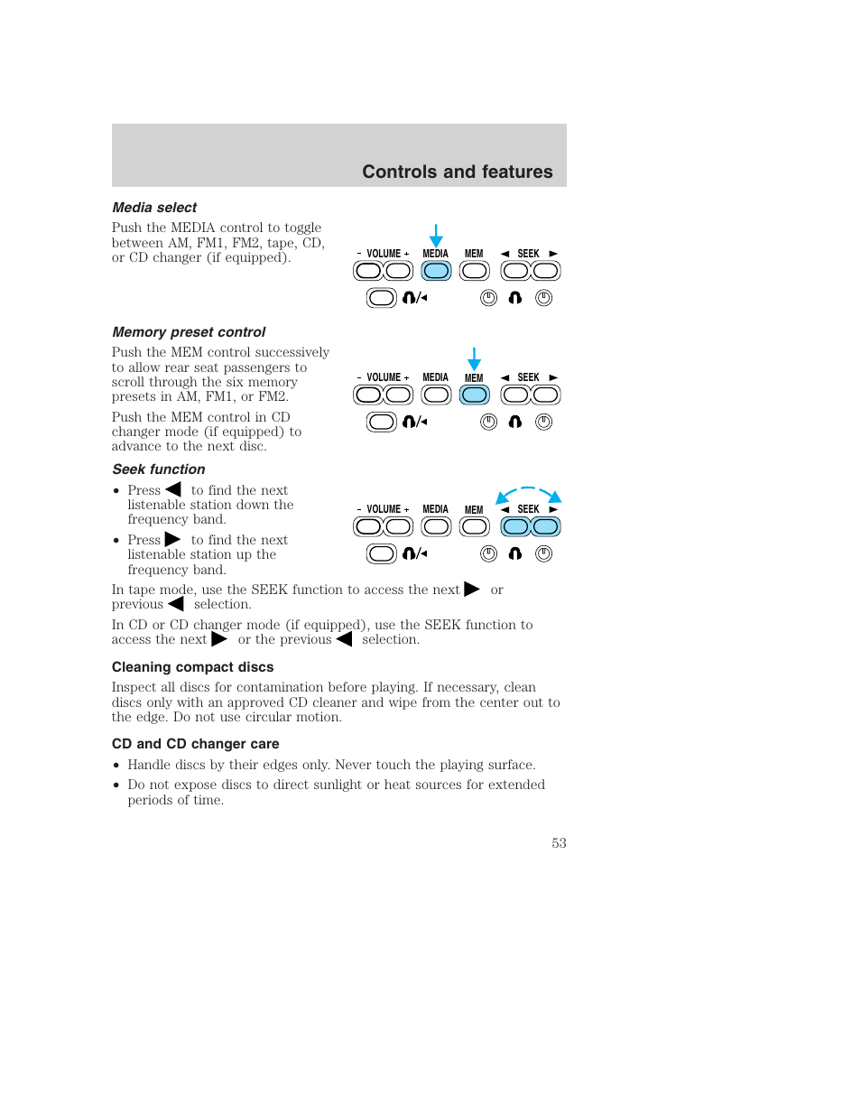 Controls and features | FORD 2001 Excursion v.2 User Manual | Page 53 / 248