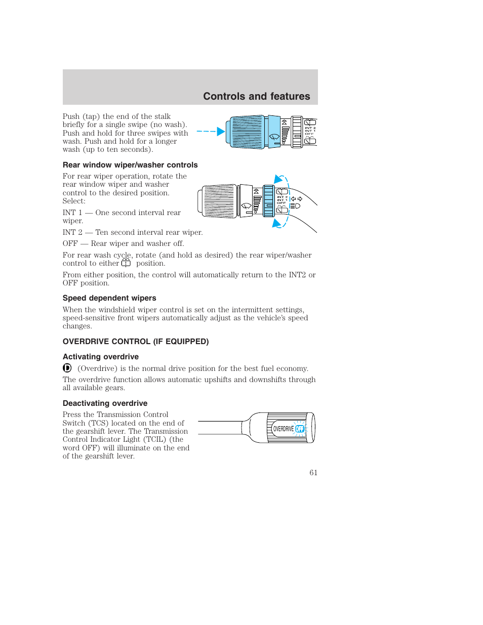 Controls and features | FORD 2001 Excursion v.2 User Manual | Page 61 / 248