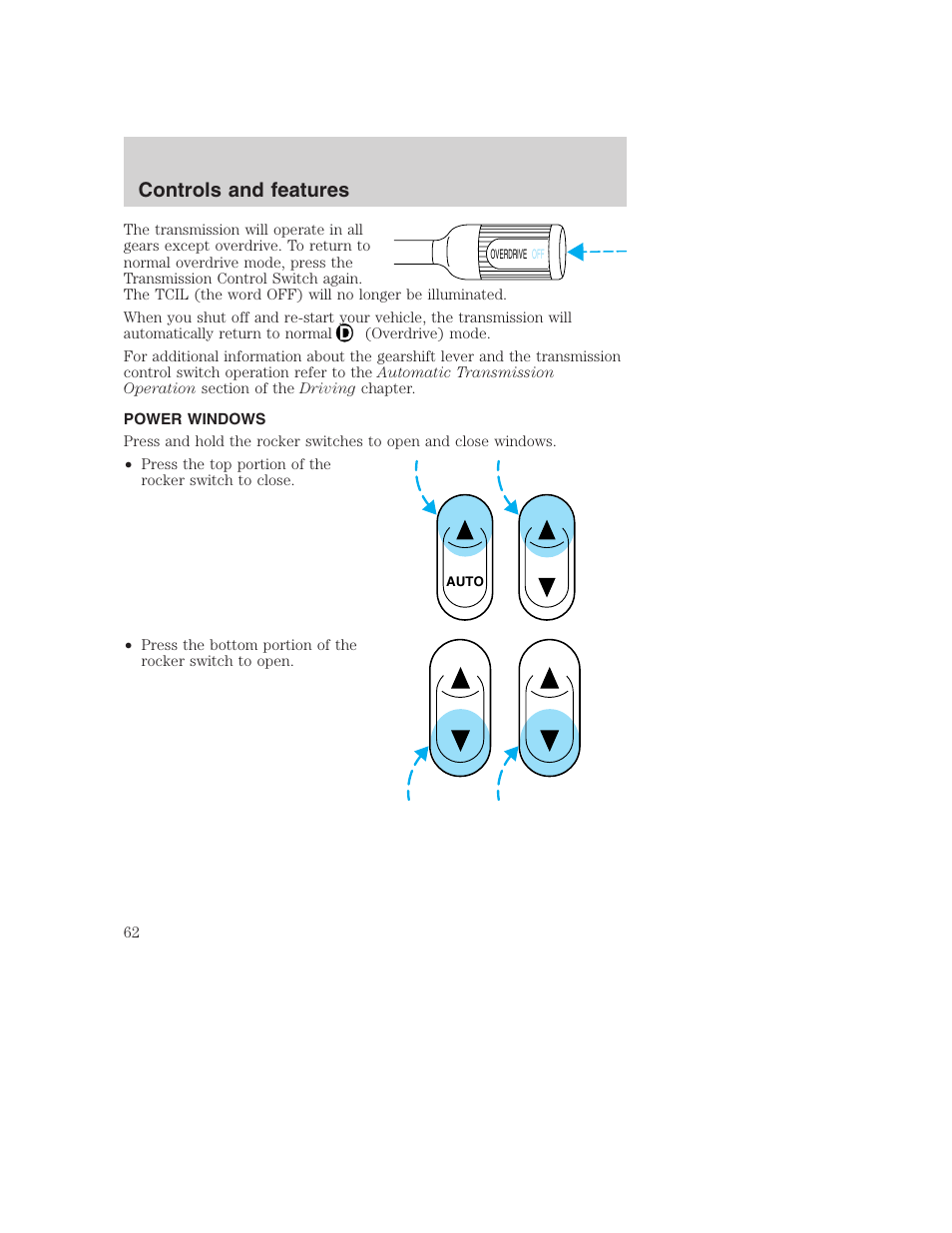 Controls and features | FORD 2001 Excursion v.2 User Manual | Page 62 / 248