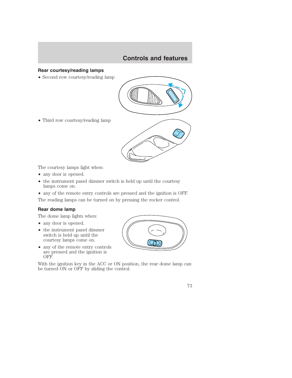 Controls and features | FORD 2001 Excursion v.2 User Manual | Page 73 / 248
