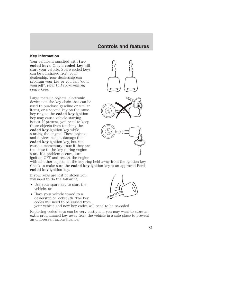 Controls and features | FORD 2001 Excursion v.2 User Manual | Page 81 / 248