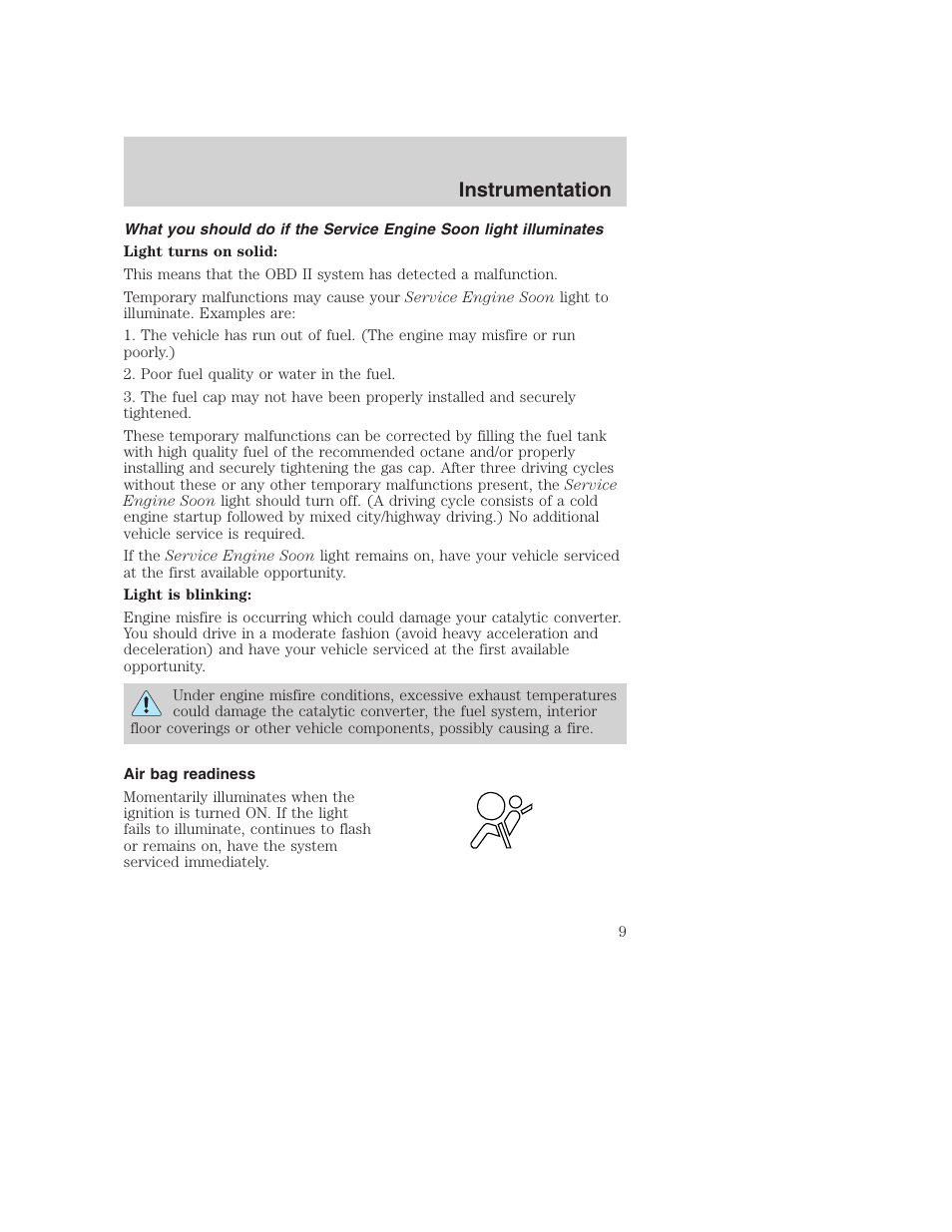 Instrumentation | FORD 2001 Excursion v.2 User Manual | Page 9 / 248