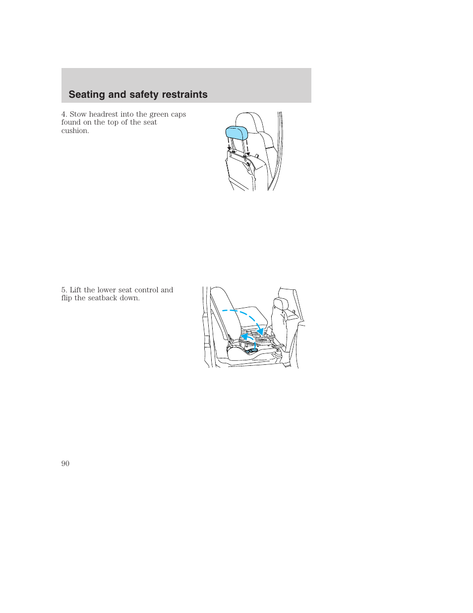 Seating and safety restraints | FORD 2001 Excursion v.2 User Manual | Page 90 / 248