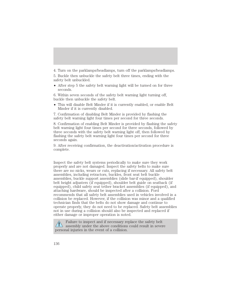 Seating and safety restraints | FORD 2001 Explorer User Manual | Page 136 / 288