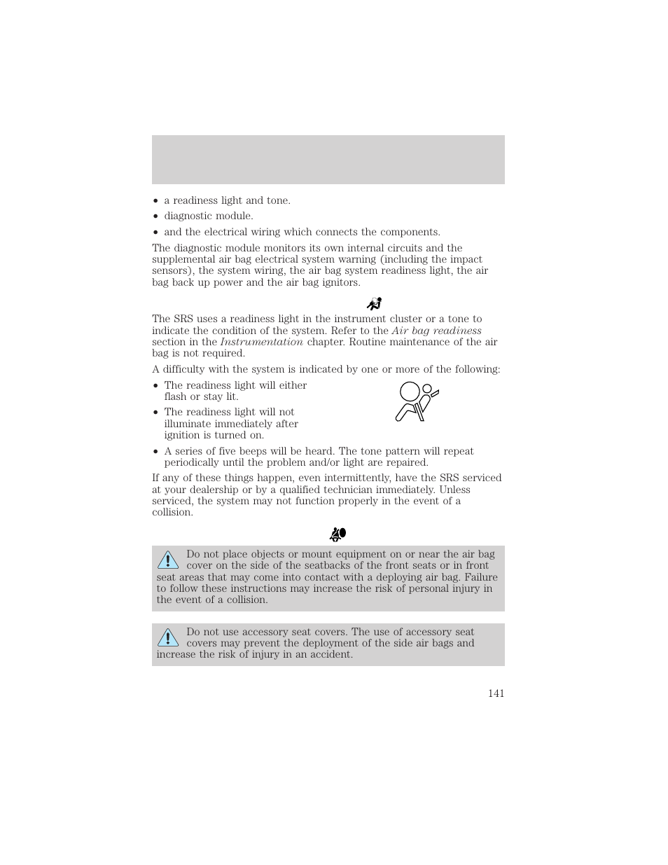 Seating and safety restraints | FORD 2001 Explorer User Manual | Page 141 / 288