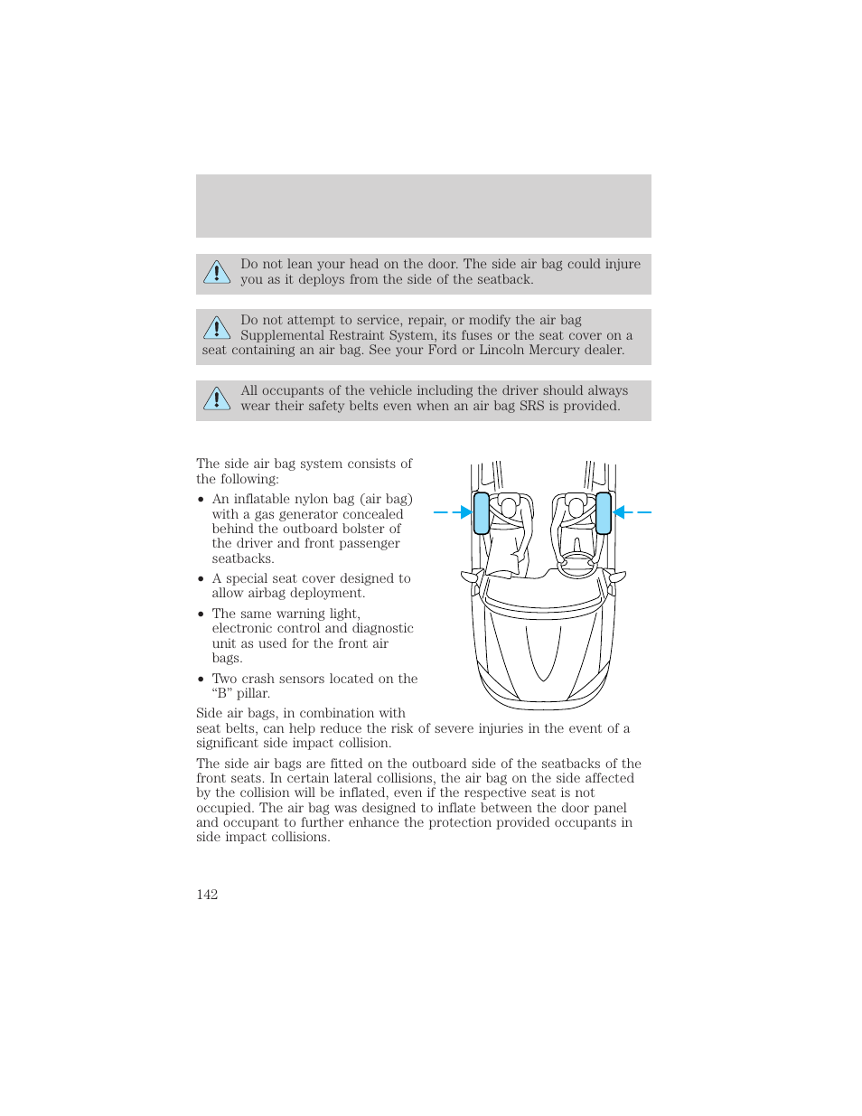 Seating and safety restraints | FORD 2001 Explorer User Manual | Page 142 / 288