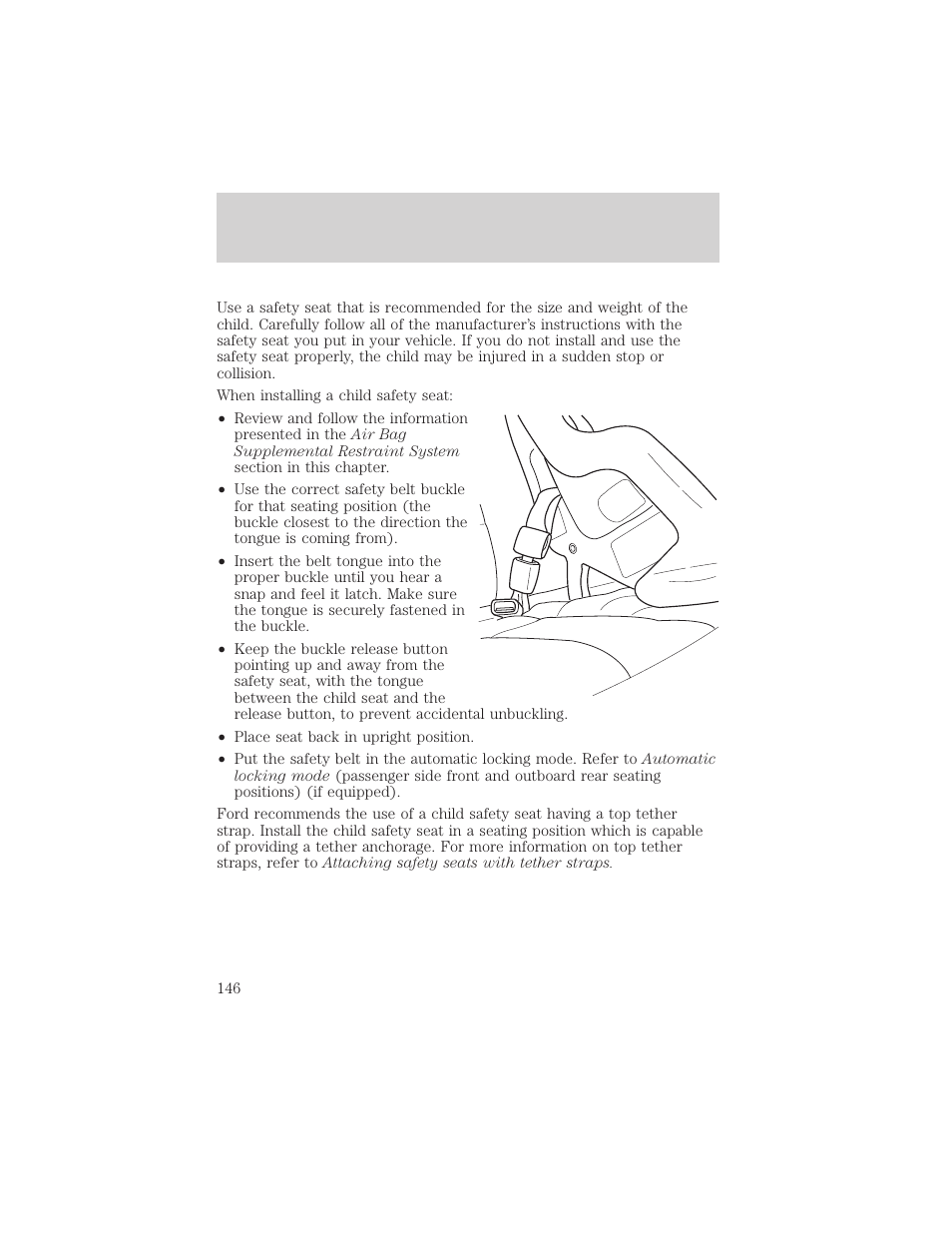 Seating and safety restraints | FORD 2001 Explorer User Manual | Page 146 / 288