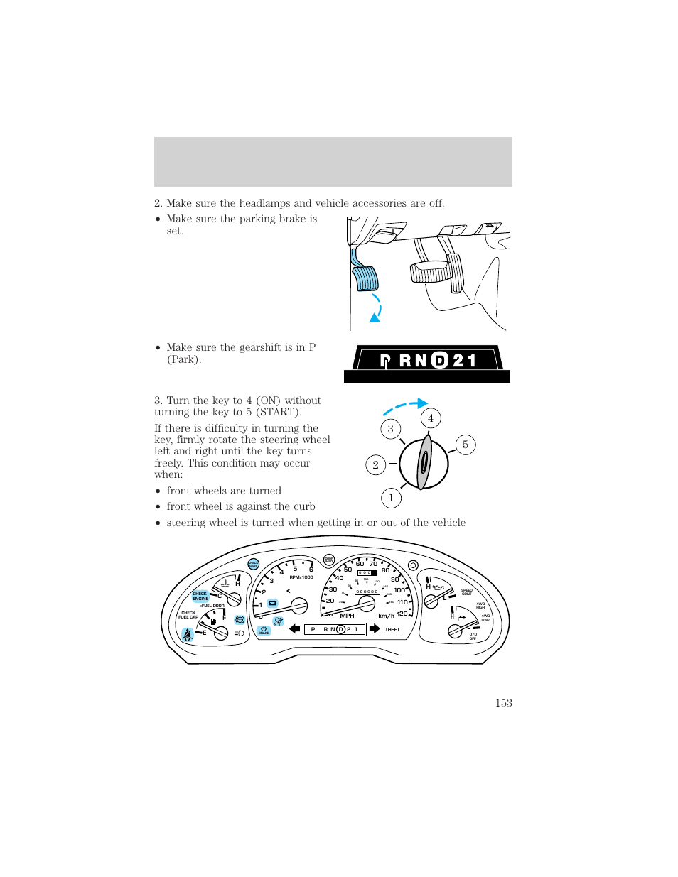 Starting | FORD 2001 Explorer User Manual | Page 153 / 288