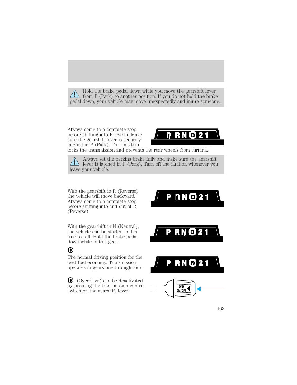 Driving | FORD 2001 Explorer User Manual | Page 163 / 288