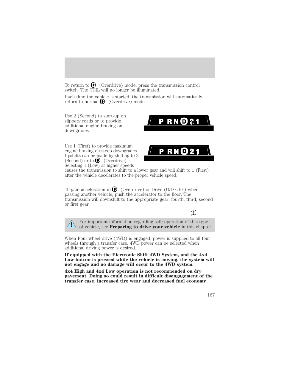 Driving | FORD 2001 Explorer User Manual | Page 167 / 288