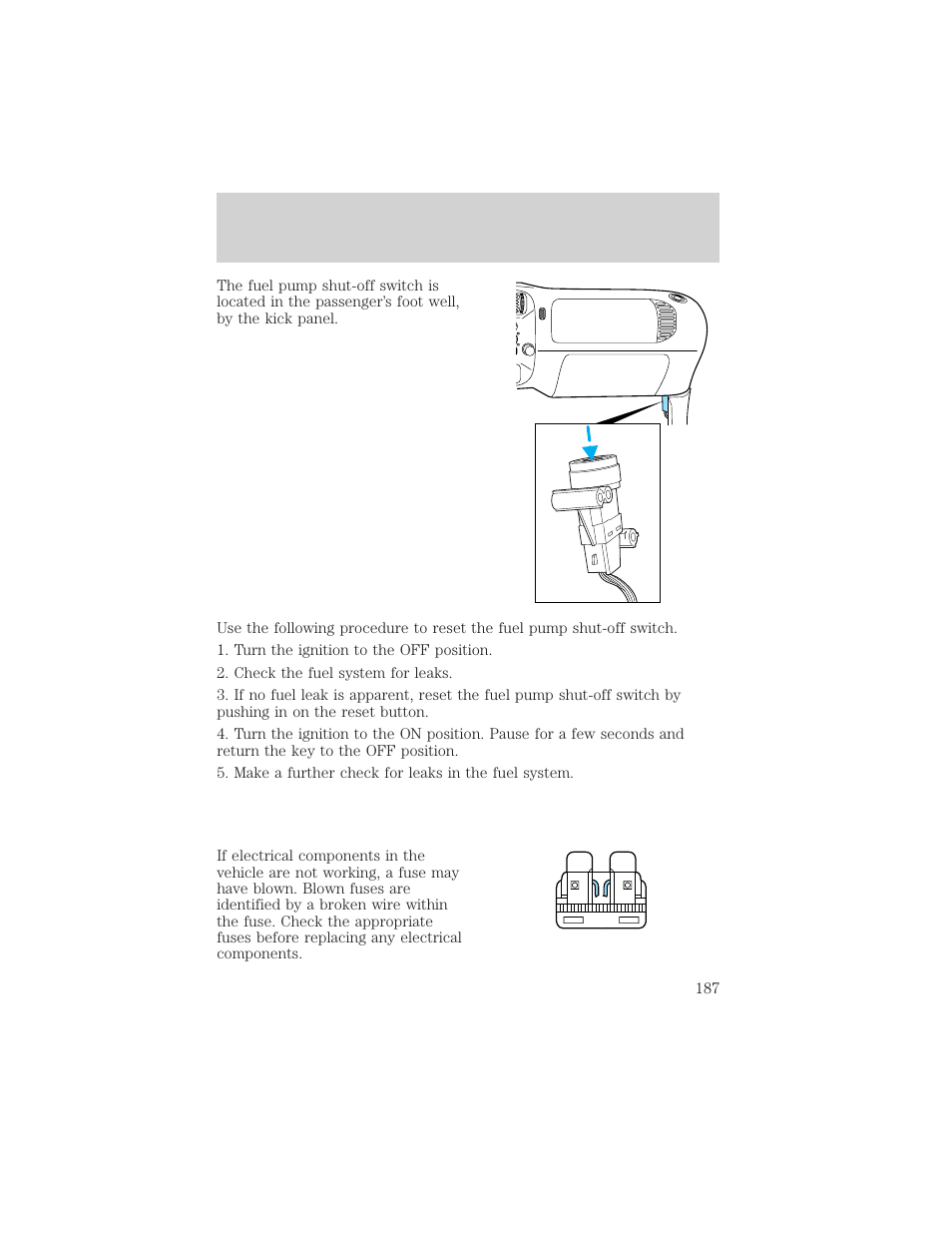 Roadside emergencies | FORD 2001 Explorer User Manual | Page 187 / 288