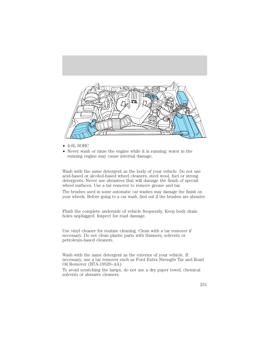 Maintenance and care | FORD 2001 Explorer User Manual | Page 251 / 288