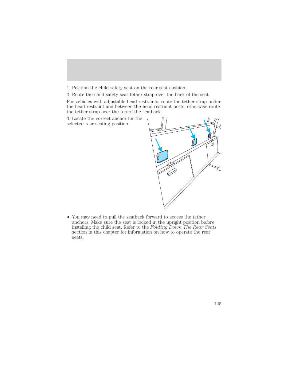 Seating and safety restraints | FORD 2001 Explorer Sport Trac User Manual | Page 125 / 264