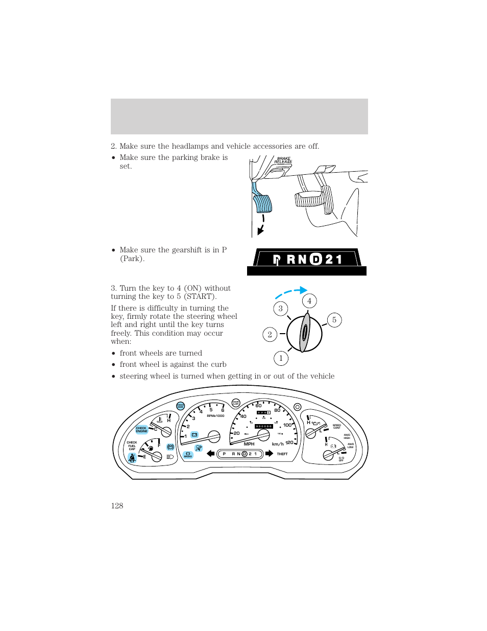 Starting | FORD 2001 Explorer Sport Trac User Manual | Page 128 / 264