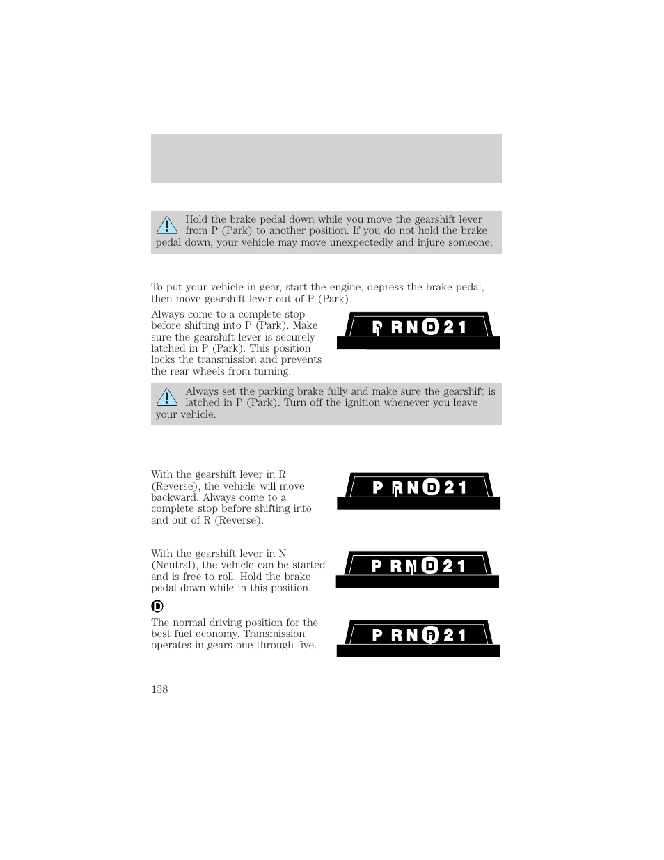 Driving | FORD 2001 Explorer Sport Trac User Manual | Page 138 / 264