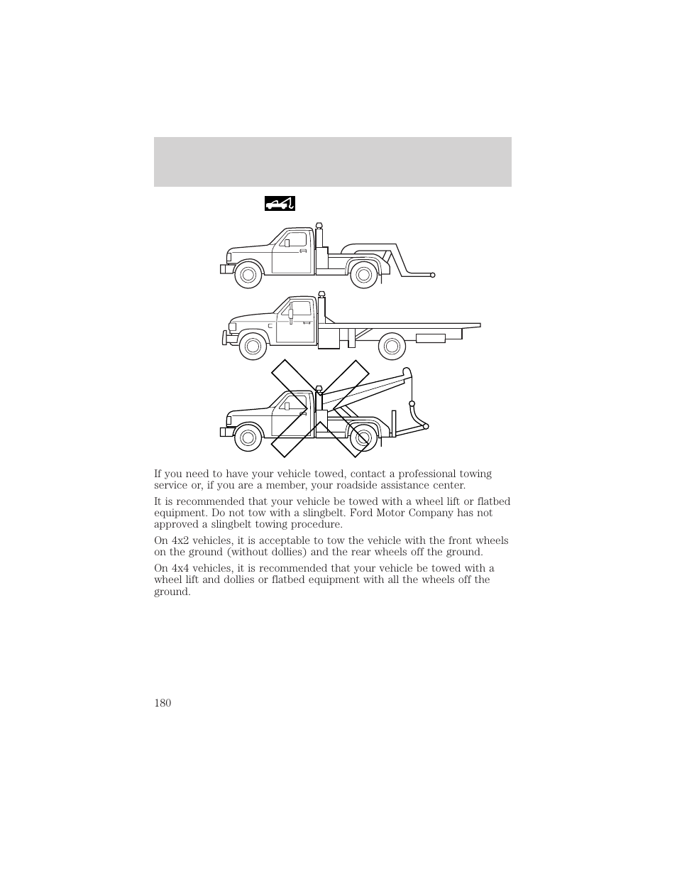 Roadside emergencies | FORD 2001 Explorer Sport Trac User Manual | Page 180 / 264