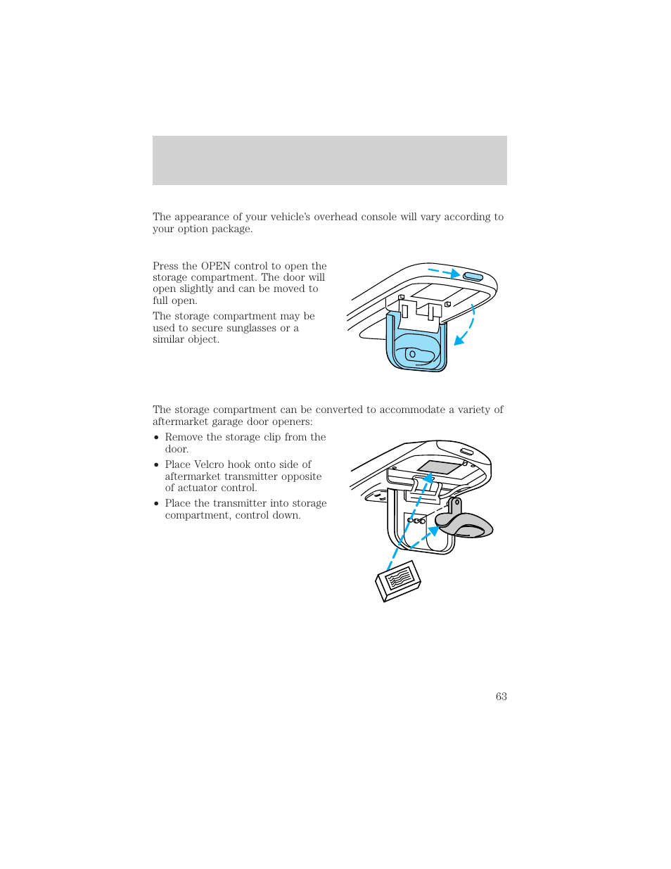 Controls and features | FORD 2001 Explorer Sport Trac User Manual | Page 63 / 264