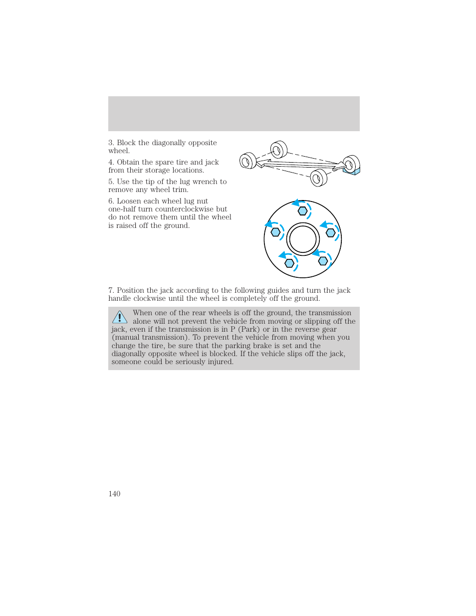 Roadside emergencies | FORD 2001 F-150 v.1 User Manual | Page 140 / 224