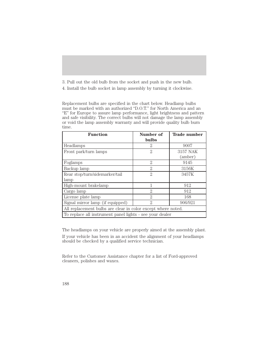 Maintenance and care | FORD 2001 F-150 v.1 User Manual | Page 188 / 224