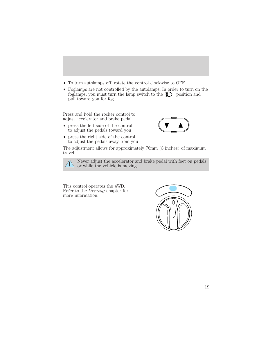 Controls and features | FORD 2001 F-150 v.1 User Manual | Page 19 / 224