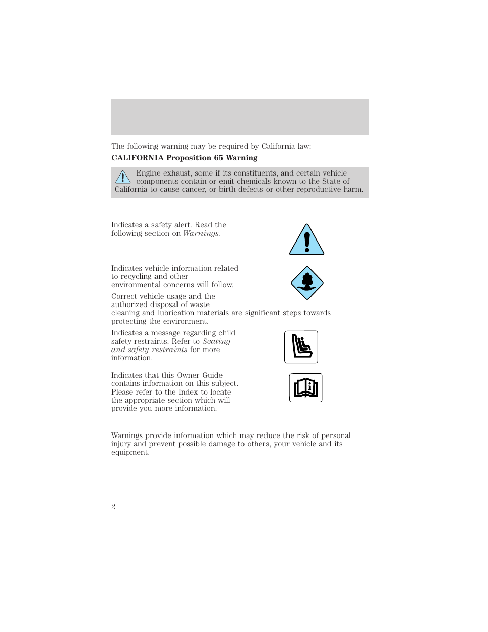 Introduction | FORD 2001 F-150 v.1 User Manual | Page 2 / 224