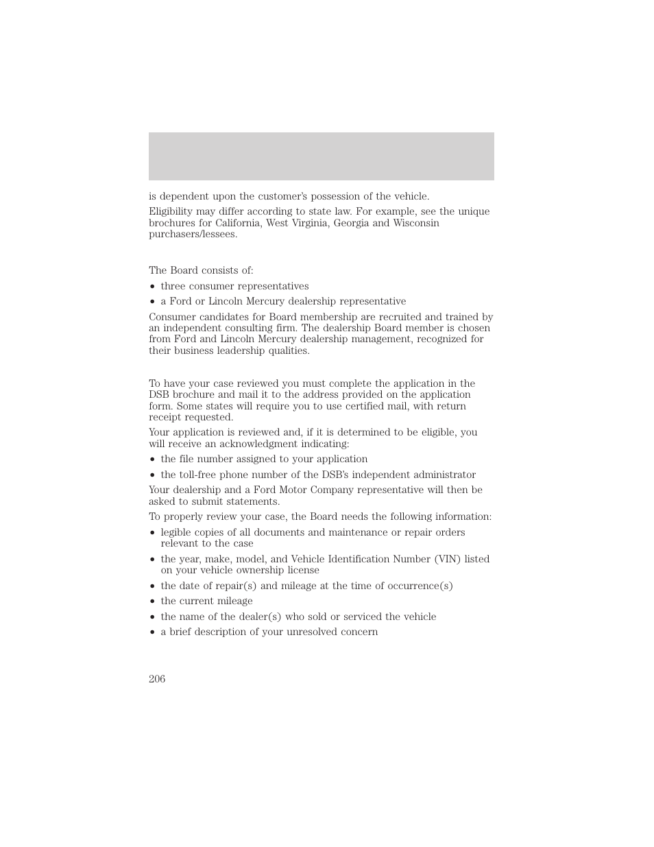 Customer assistance | FORD 2001 F-150 v.1 User Manual | Page 206 / 224
