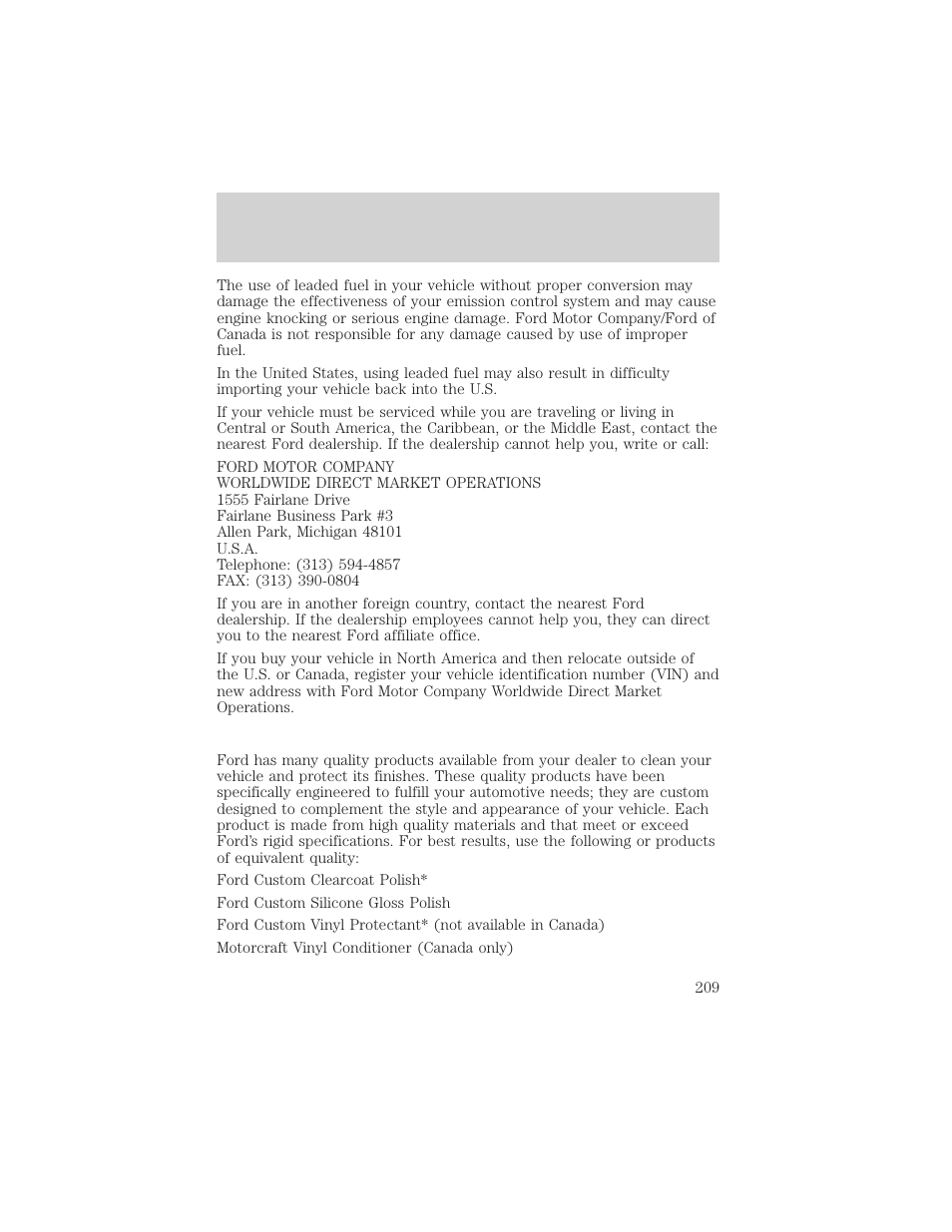 Customer assistance | FORD 2001 F-150 v.1 User Manual | Page 209 / 224