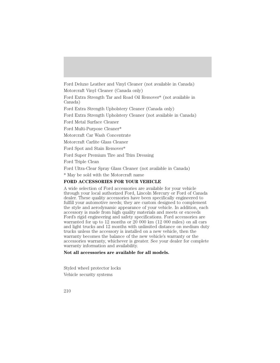 Customer assistance | FORD 2001 F-150 v.1 User Manual | Page 210 / 224