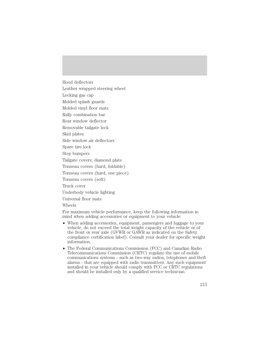 Customer assistance | FORD 2001 F-150 v.1 User Manual | Page 213 / 224