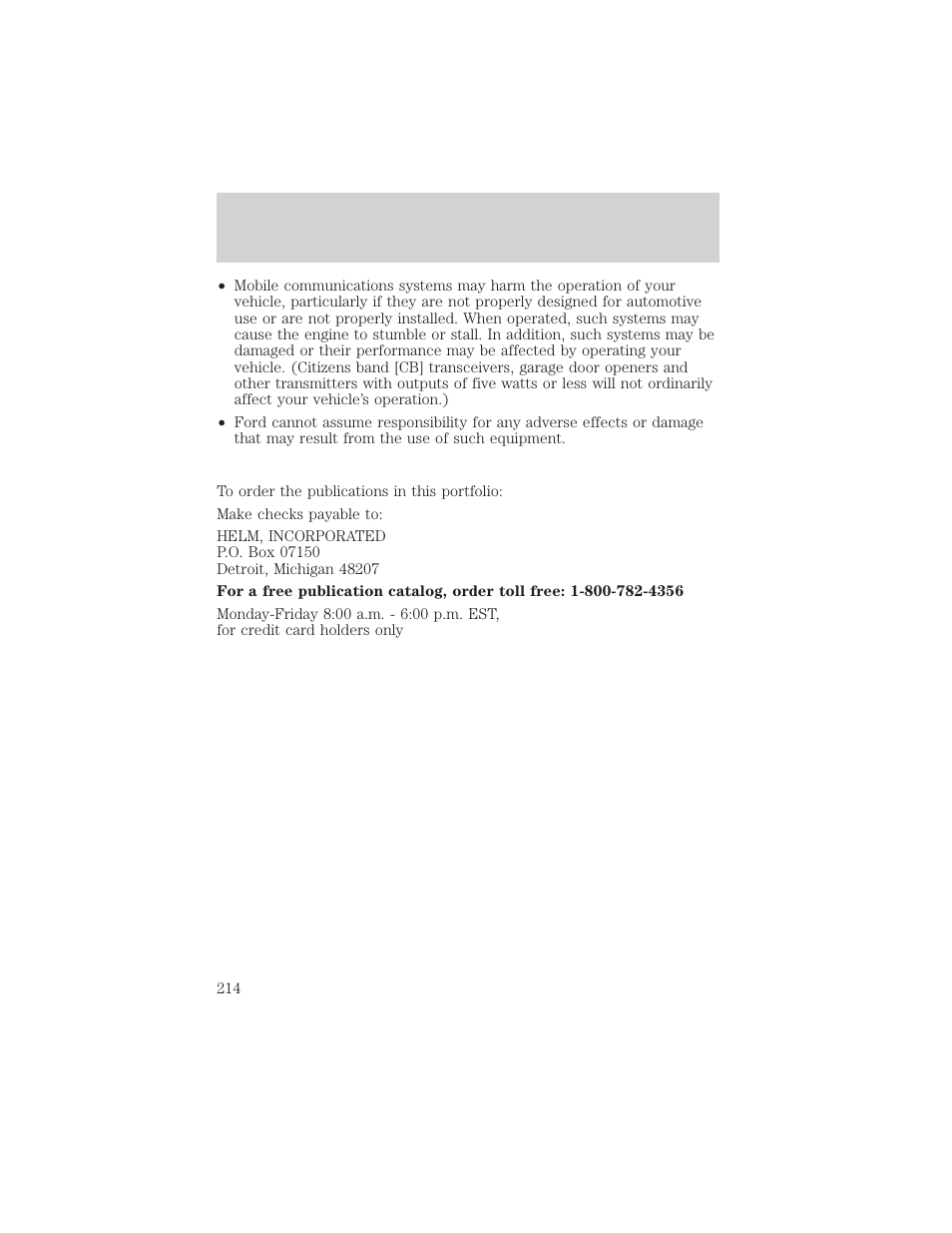 Customer assistance | FORD 2001 F-150 v.1 User Manual | Page 214 / 224