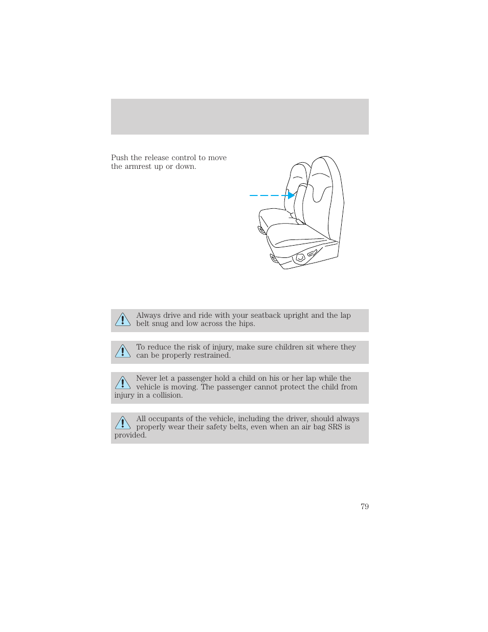 Seating and safety restraints | FORD 2001 F-150 v.1 User Manual | Page 79 / 224