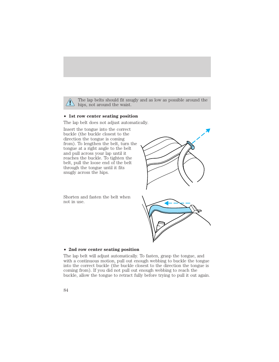 Seating and safety restraints | FORD 2001 F-150 v.1 User Manual | Page 84 / 224