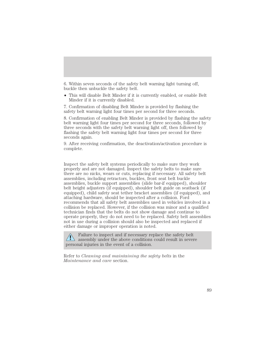 Seating and safety restraints | FORD 2001 F-150 v.1 User Manual | Page 89 / 224