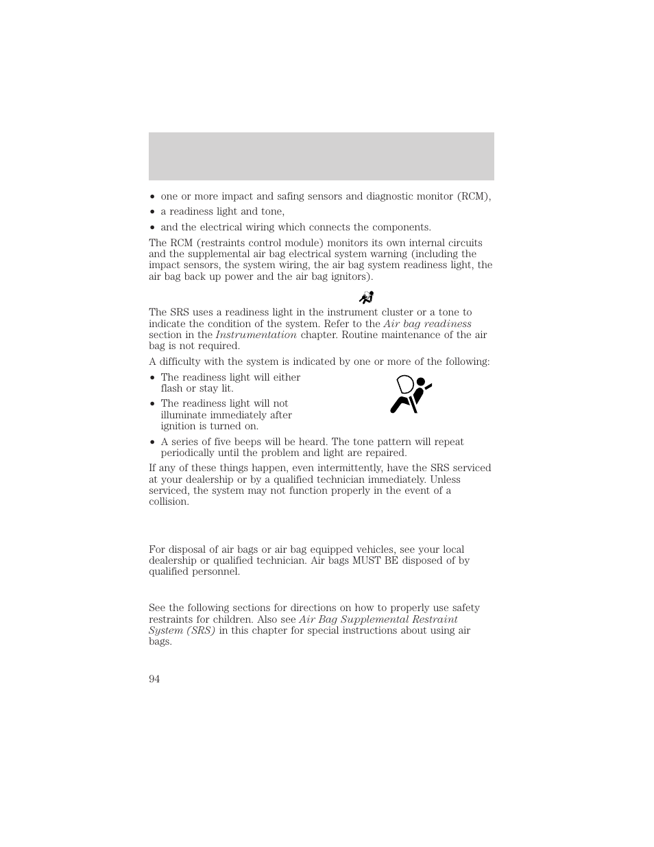Seating and safety restraints | FORD 2001 F-150 v.1 User Manual | Page 94 / 224