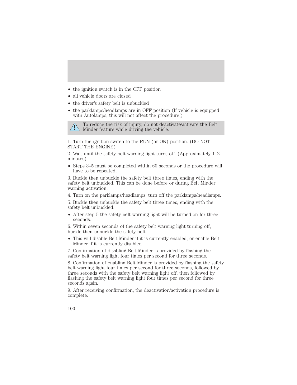 Seating and safety restraints | FORD 2001 F-550 v.1 User Manual | Page 100 / 272