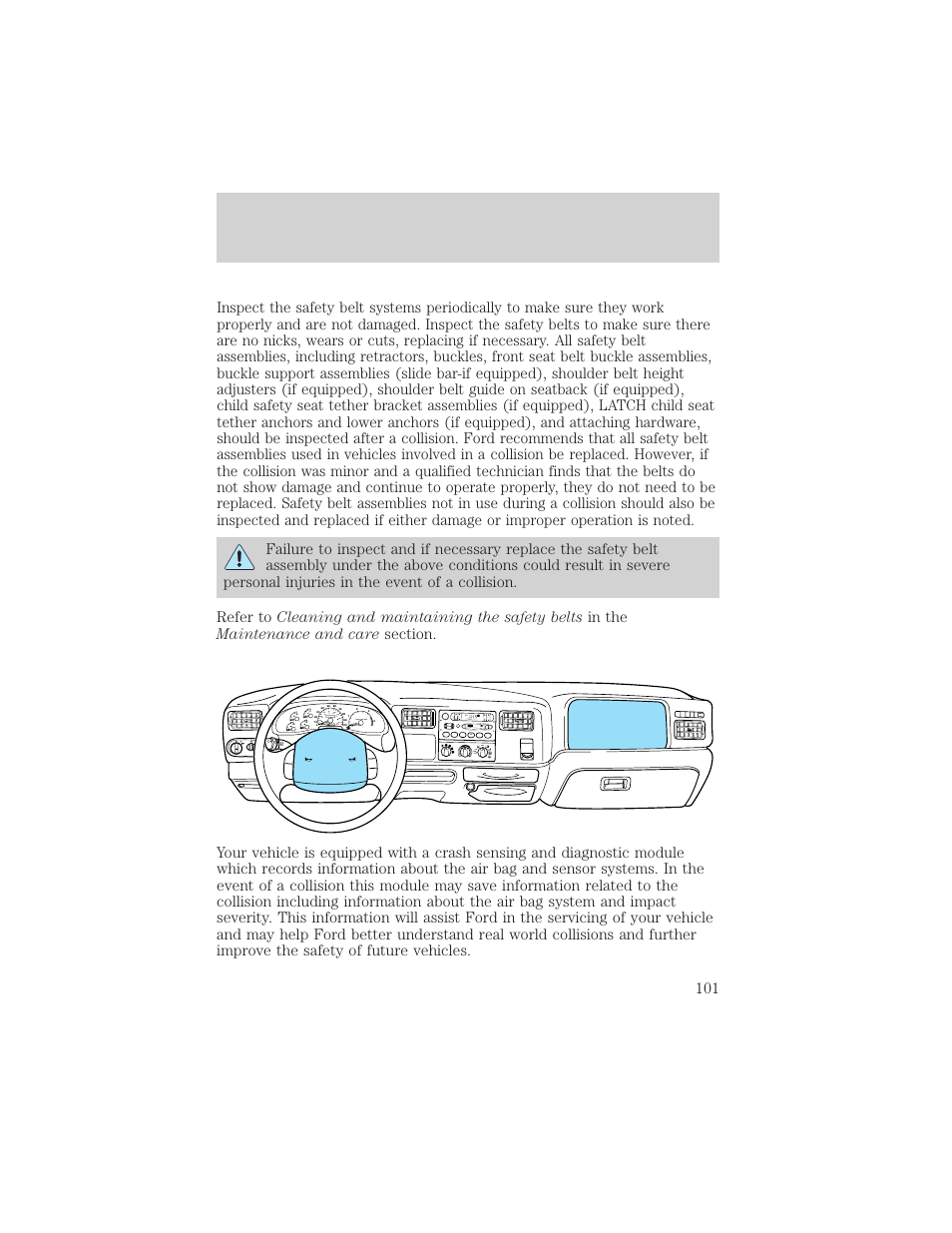 Seating and safety restraints, Dolby b nr, A/c max a/c off | FORD 2001 F-550 v.1 User Manual | Page 101 / 272