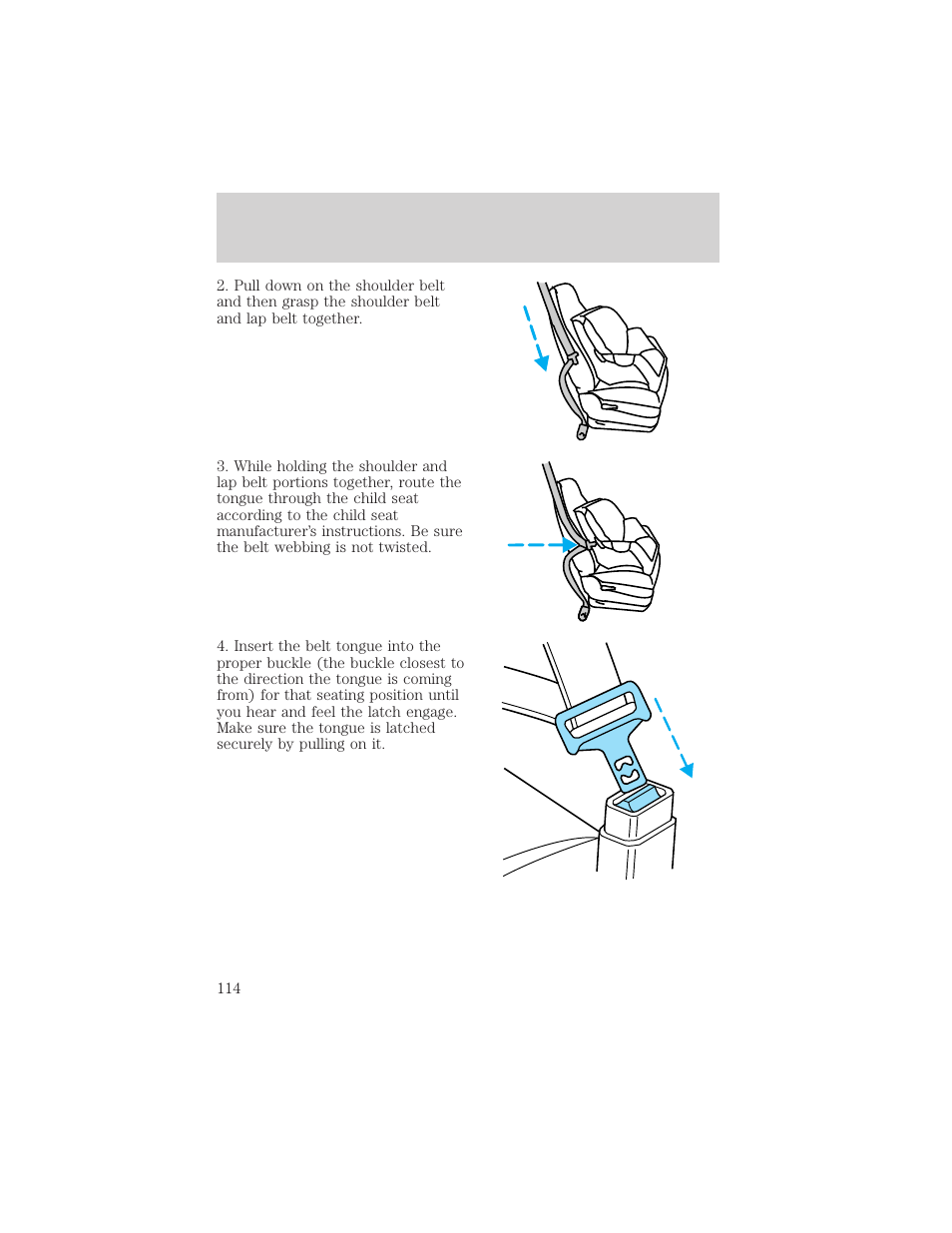 Seating and safety restraints | FORD 2001 F-550 v.1 User Manual | Page 114 / 272